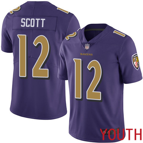 Baltimore Ravens Limited Purple Youth Jaleel Scott Jersey NFL Football #12 Rush Vapor Untouchable->youth nfl jersey->Youth Jersey